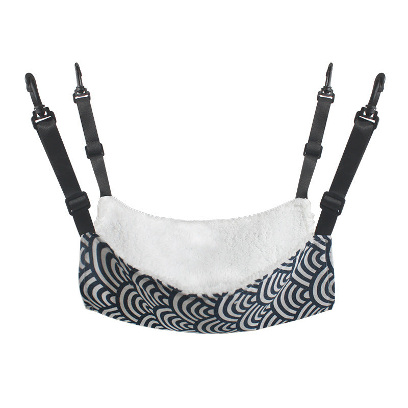Cat Cage Hammock - Adjustable Double-Sided Pet Swing Bed with Hooks(White and blue stripes) V888-ELOSUNG25589