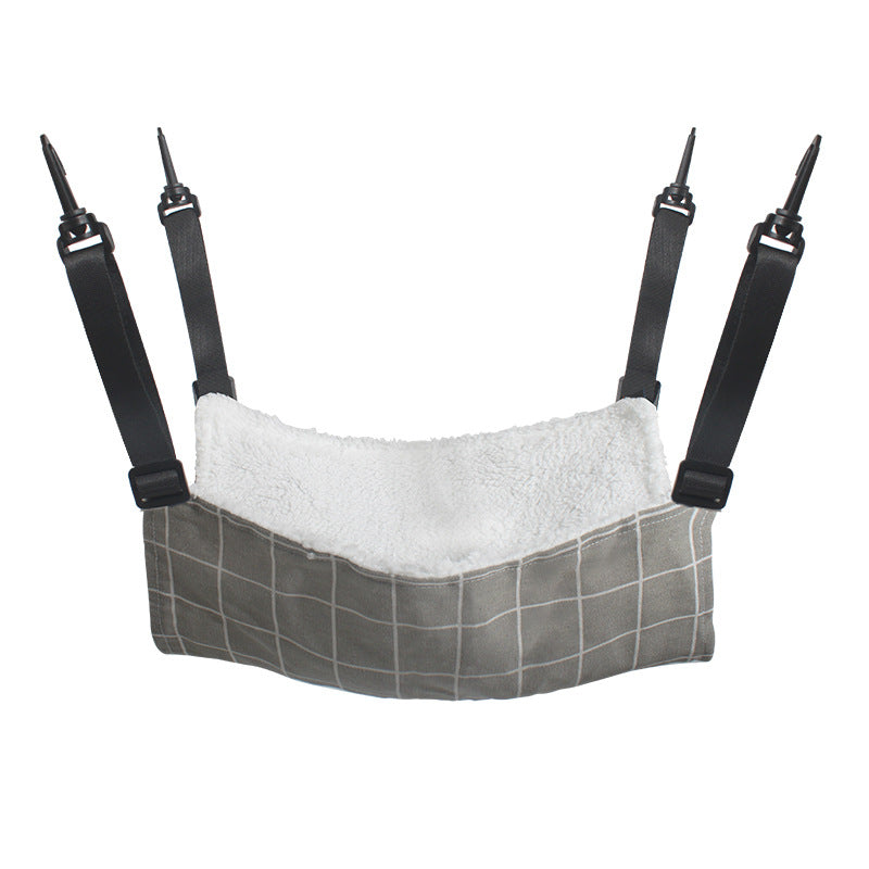 Cat Cage Hammock - Adjustable Double-Sided Pet Swing Bed with Hooks(Gray check) V888-ELOSUNG25590