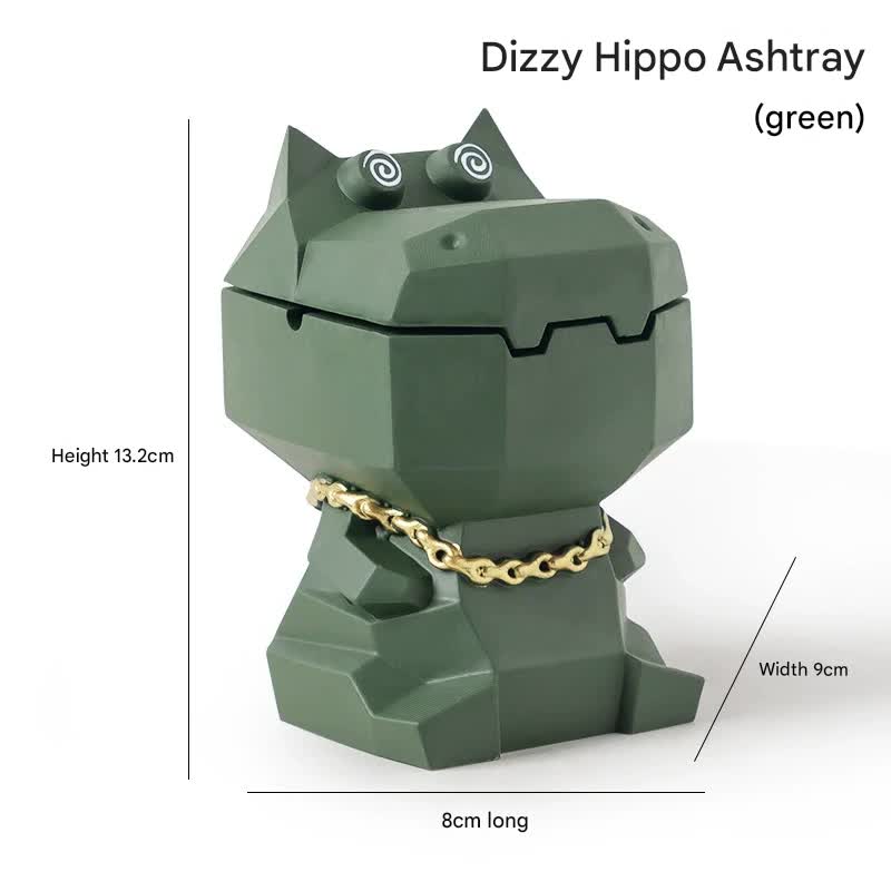 Hippo Ashtray with Lid - Stylish Geometric Decor for Home and Office(Green) V888-ELOSUNG25591