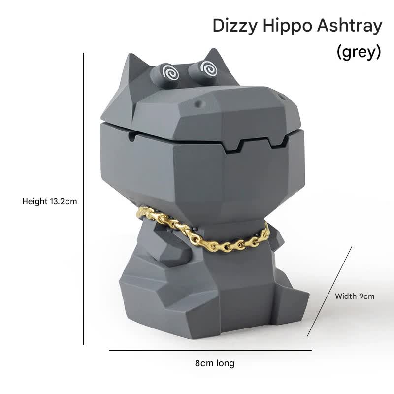 Hippo Ashtray with Lid - Stylish Geometric Decor for Home and Office(Gray) V888-ELOSUNG25592