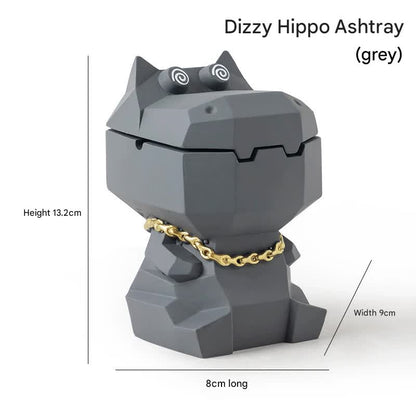 Hippo Ashtray with Lid - Stylish Geometric Decor for Home and Office(Gray) V888-ELOSUNG25592