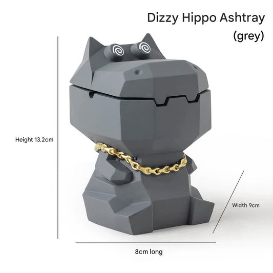 Hippo Ashtray with Lid - Stylish Geometric Decor for Home and Office(Gray) V888-ELOSUNG25592
