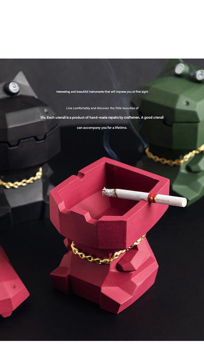 Hippo Ashtray with Lid - Stylish Geometric Decor for Home and Office(Gray) V888-ELOSUNG25592