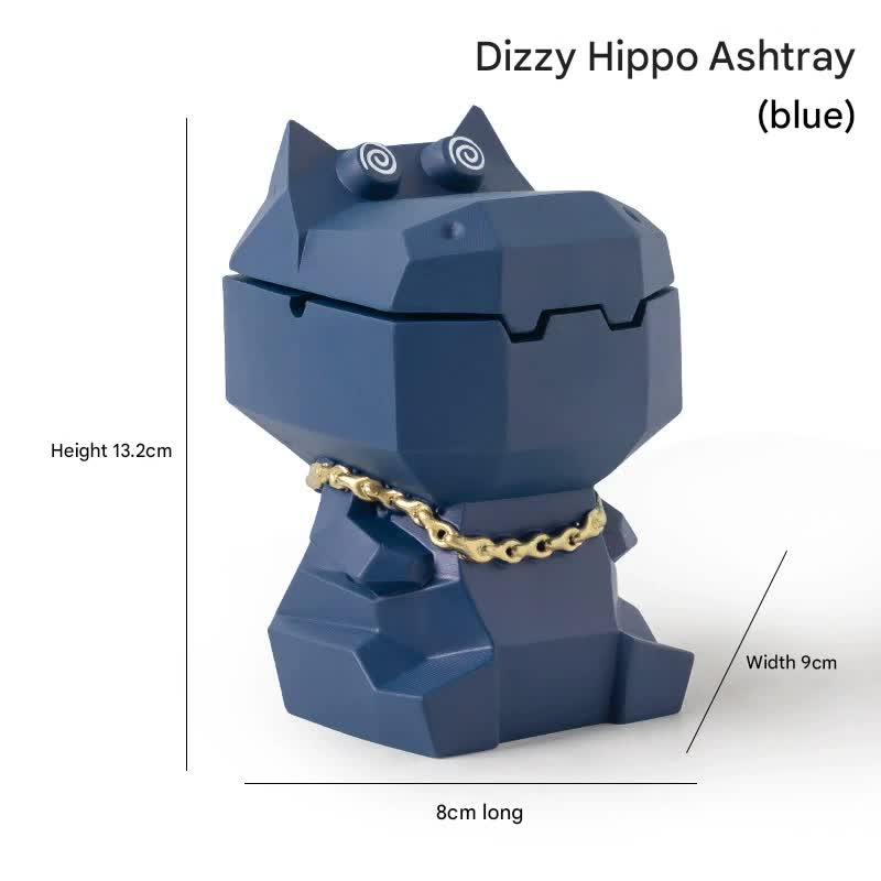 Hippo Ashtray with Lid - Stylish Geometric Decor for Home and Office(Blue) V888-ELOSUNG25594