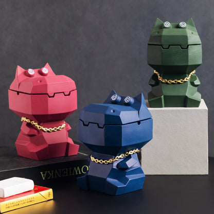 Hippo Ashtray with Lid - Stylish Geometric Decor for Home and Office(Blue) V888-ELOSUNG25594