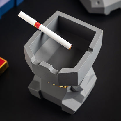Hippo Ashtray with Lid - Stylish Geometric Decor for Home and Office(Black) V888-ELOSUNG25595