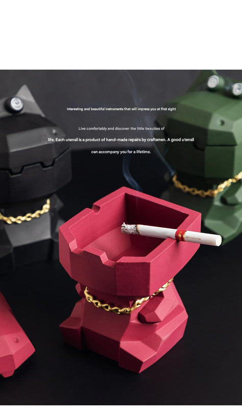 Hippo Ashtray with Lid - Stylish Geometric Decor for Home and Office(Black) V888-ELOSUNG25595