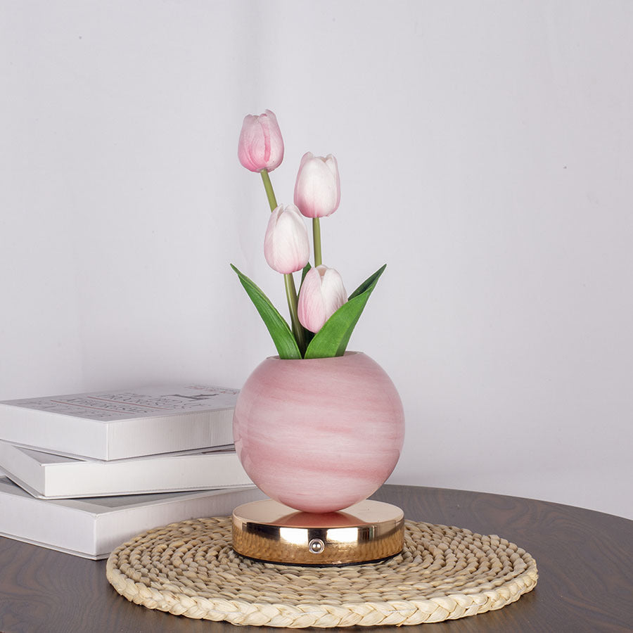 Pink Tulip Night Light - Floral Table Lamp for Bedroom Ambiance V888-ELOSUNG25598