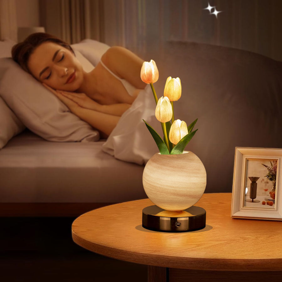 Orange Tulip Night Light - Floral Table Lamp for Bedroom Ambiance V888-ELOSUNG25601