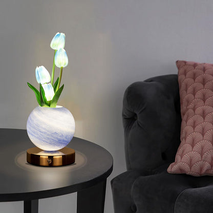 Orange Tulip Night Light - Floral Table Lamp for Bedroom Ambiance V888-ELOSUNG25601