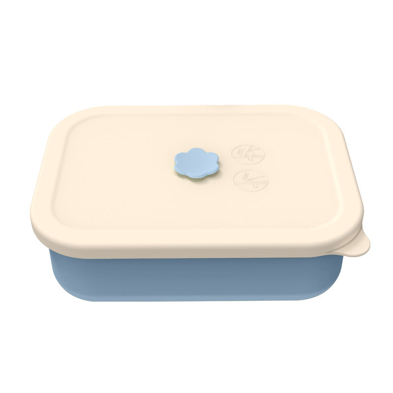 Light blue Microwave-Safe Silicone Lunch Box with 4 Compartments - Airtight Bento Box for Work and Travel V888-ELOSUNG25607