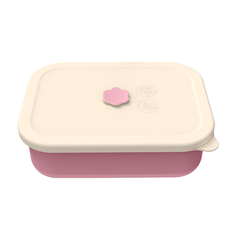 Pink Microwave-Safe Silicone Lunch Box with 4 Compartments - Airtight Bento Box for Work and Travel V888-ELOSUNG25608