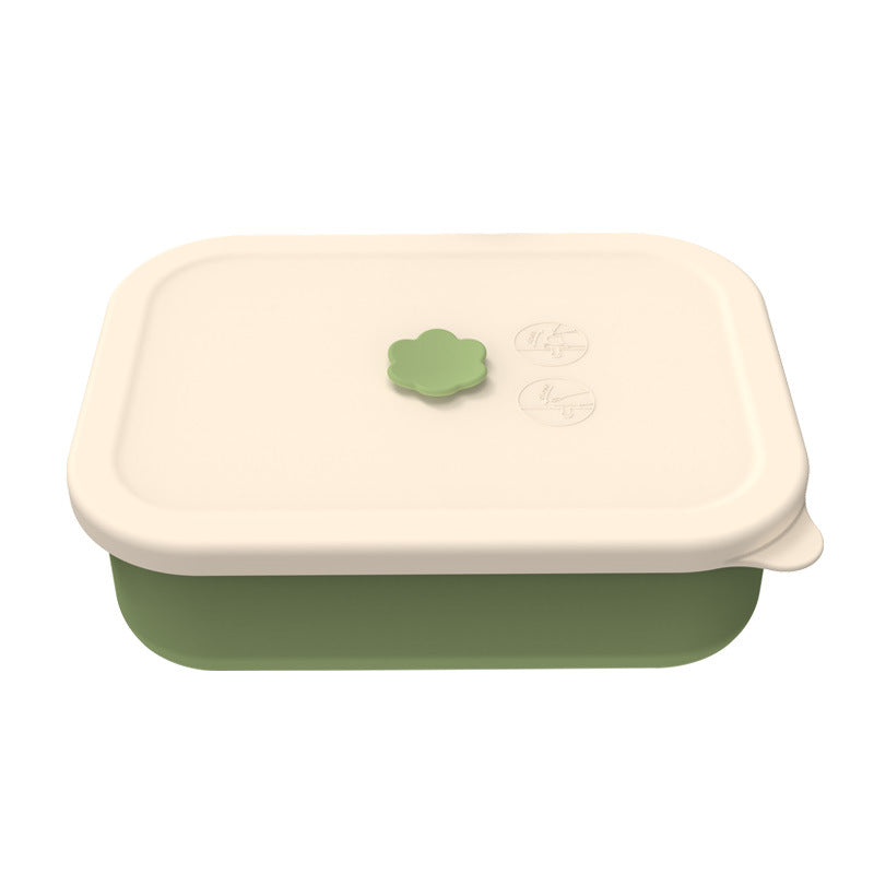 Dark green Microwave-Safe Silicone Lunch Box with 4 Compartments - Airtight Bento Box for Work and Travel V888-ELOSUNG25610
