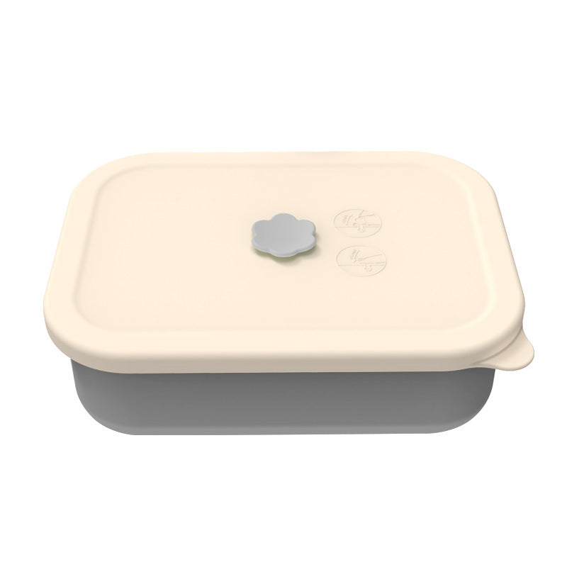 Gray Microwave-Safe Silicone Lunch Box with 4 Compartments - Airtight Bento Box for Work and Travel V888-ELOSUNG25611