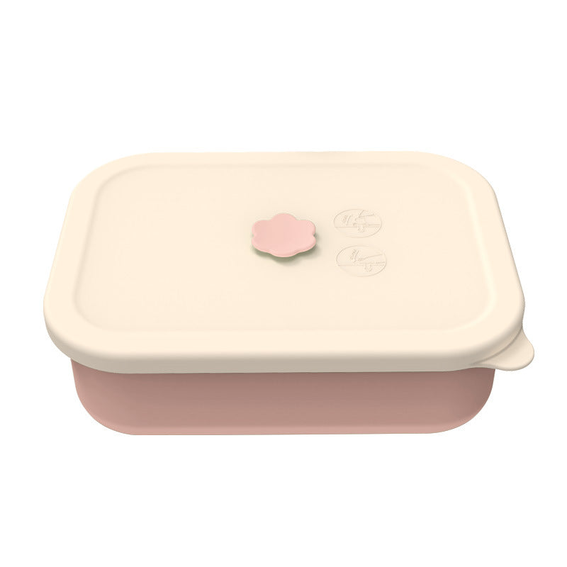 Lotus color Microwave-Safe Silicone Lunch Box with 4 Compartments - Airtight Bento Box for Work and Travel V888-ELOSUNG25613