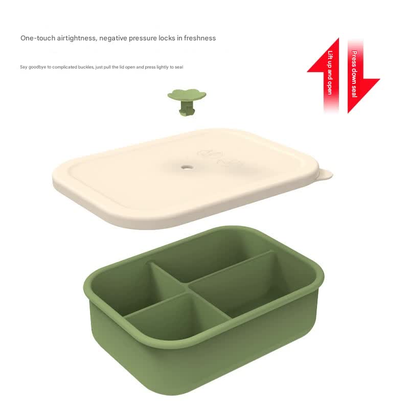 Lotus color Microwave-Safe Silicone Lunch Box with 4 Compartments - Airtight Bento Box for Work and Travel V888-ELOSUNG25613