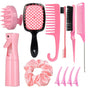 Complete Hair Styling Kit with Detangling Brushes, Combs, Spray Bottle, and Accessories(pink) V888-ELOSUNG25625