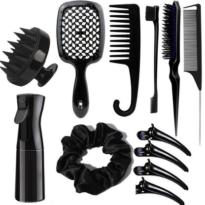 Complete Hair Styling Kit with Detangling Brushes, Combs, Spray Bottle, and Accessories(black) V888-ELOSUNG25626