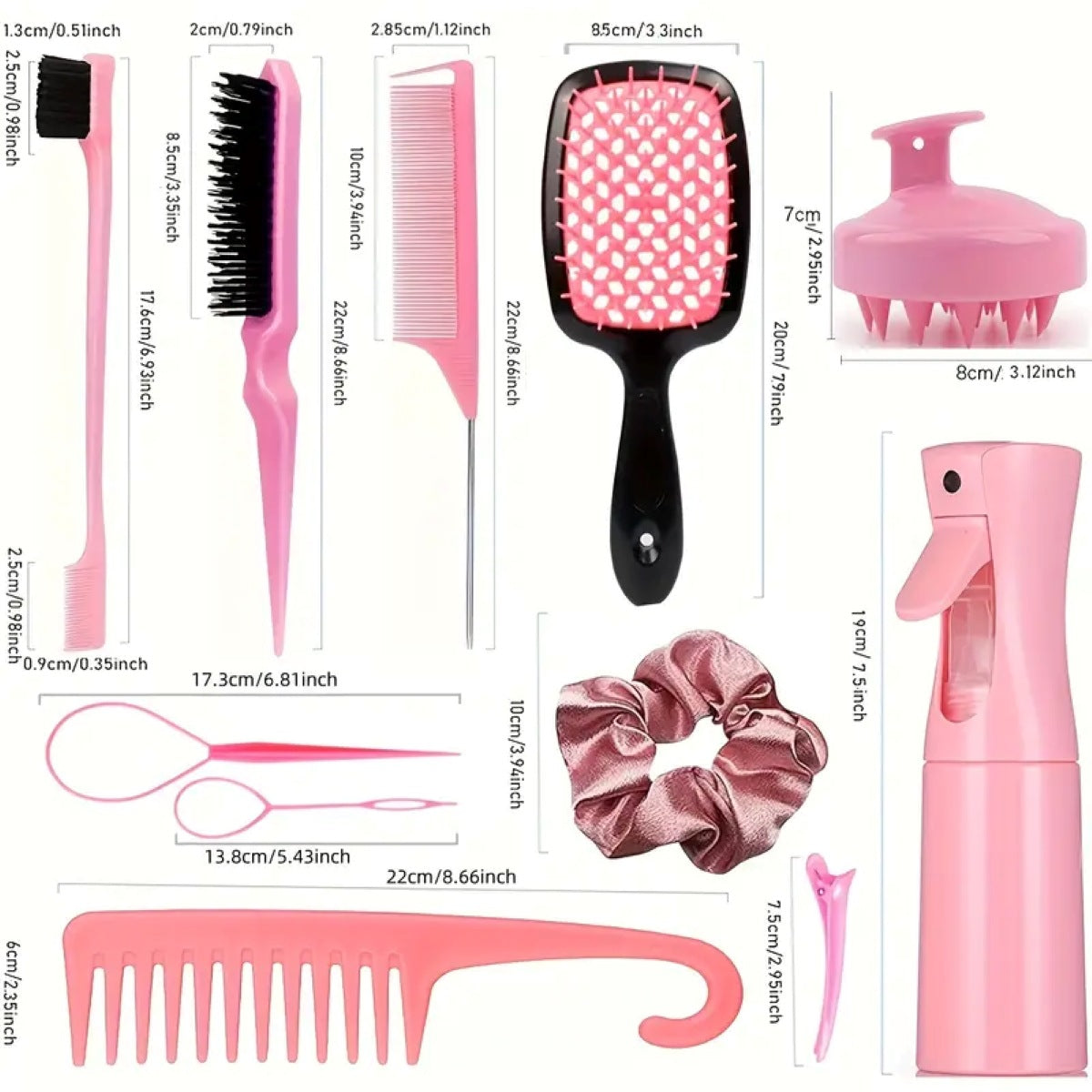 Complete Hair Styling Kit with Detangling Brushes, Combs, Spray Bottle, and Accessories(black) V888-ELOSUNG25626