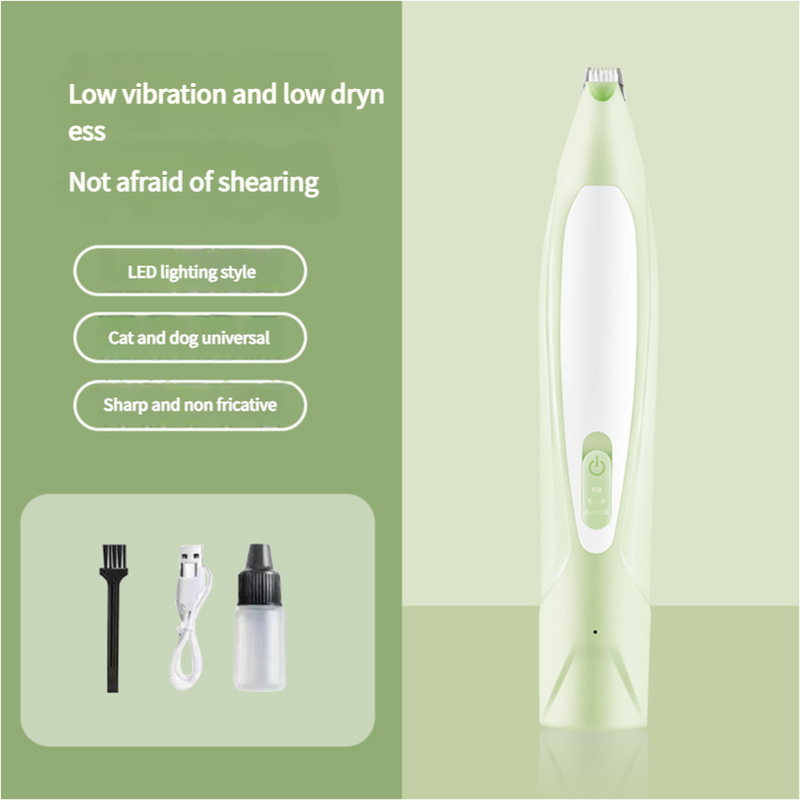 Electric Pet Hair Clipper with Type-C Charging, LED Light, and Grooming Accessories(green) V888-ELOSUNG25628