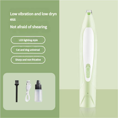 Electric Pet Hair Clipper with Type-C Charging, LED Light, and Grooming Accessories(green) V888-ELOSUNG25628