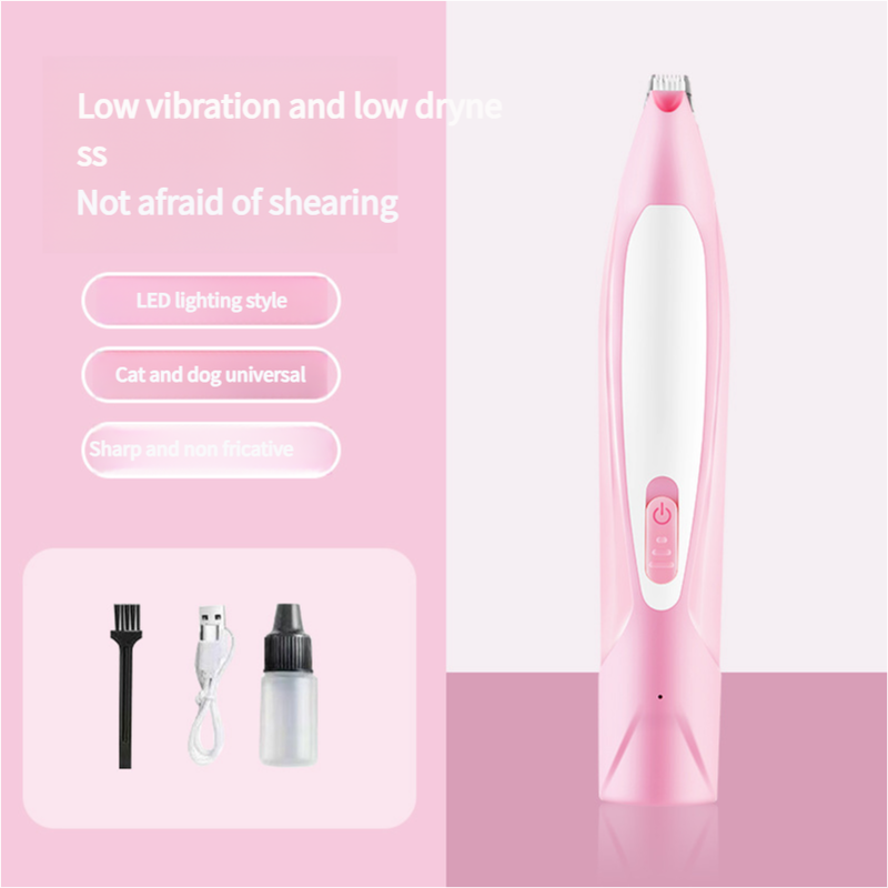Electric Pet Hair Clipper with Type-C Charging, LED Light, and Grooming Accessories(pink) V888-ELOSUNG25629