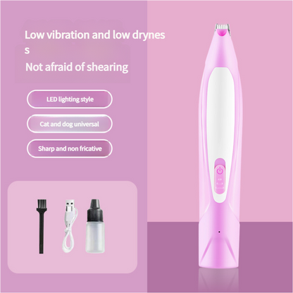 Electric Pet Hair Clipper with Type-C Charging, LED Light, and Grooming Accessories(Purple) V888-ELOSUNG25630