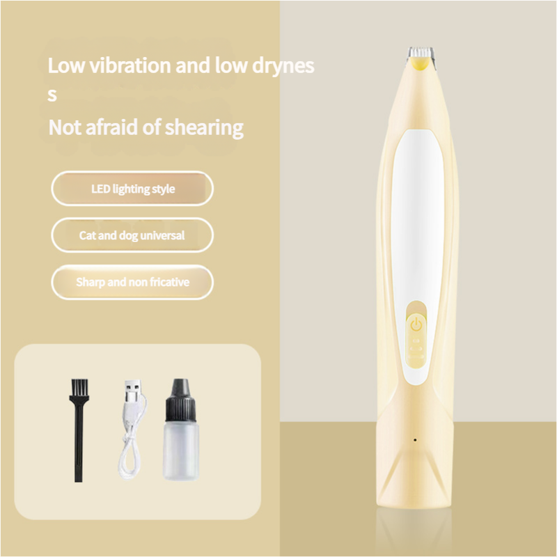 Electric Pet Hair Clipper with Type-C Charging, LED Light, and Grooming Accessories(yellow) V888-ELOSUNG25631