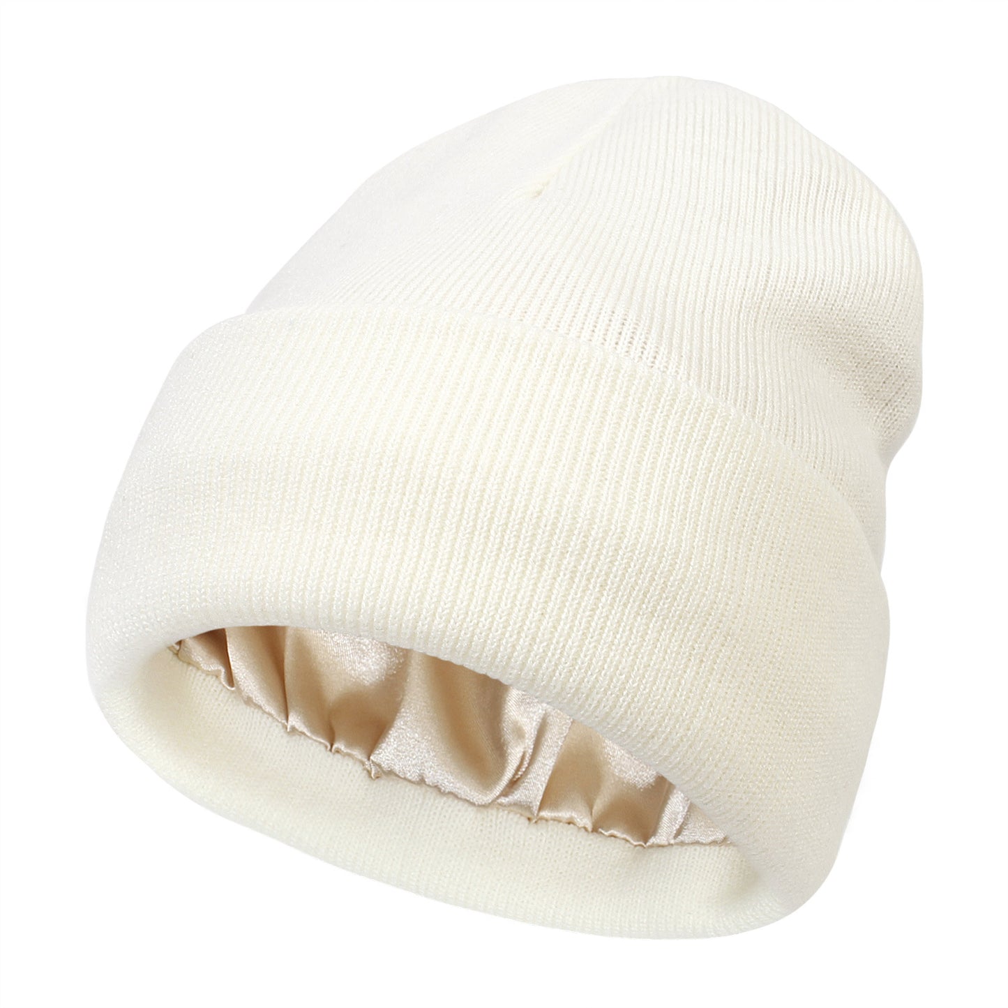 Premium Warm Beanie with Silk Satin Lining(White) V888-ELOSUNG25647