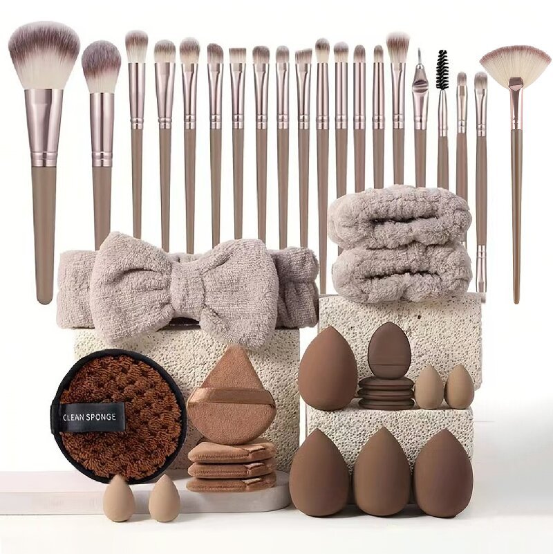 40-Piece Ultimate Beauty Tool Kit for Face Cleansing and Makeup(Brown) V888-ELOSUNG25659