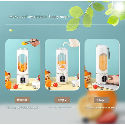 Portable Electric Juicer Blender - 450ml USB Rechargeable Smoothie Maker with 12 Blades(white) V888-ELOSUNG25665