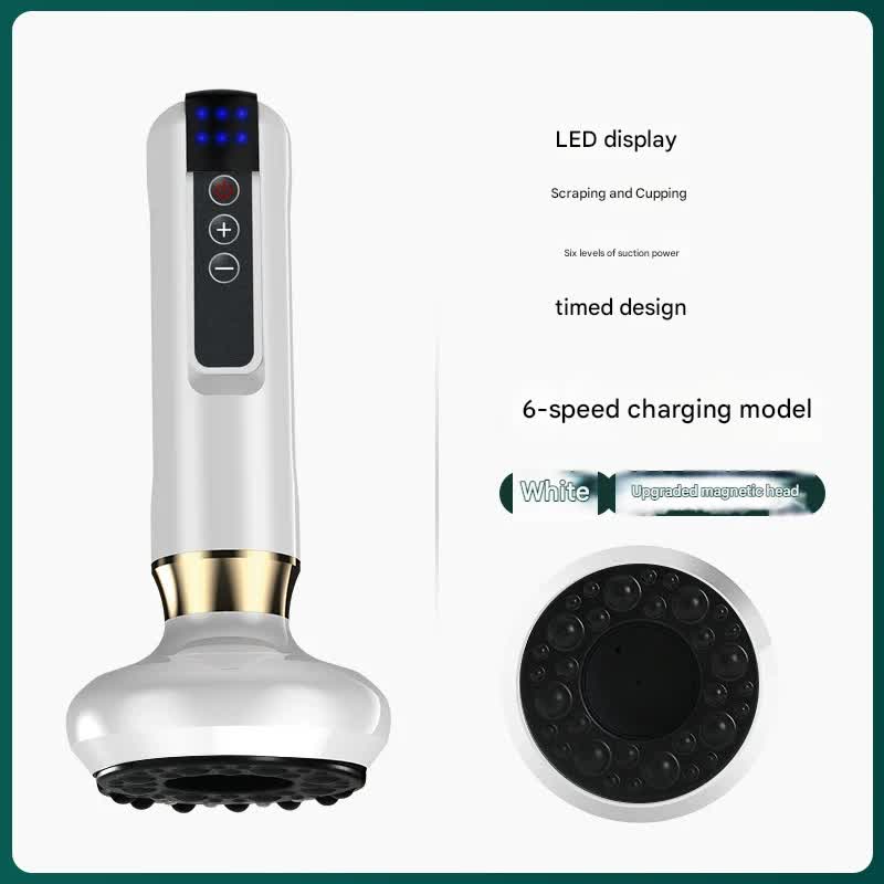 Rechargeable 6-Level Electric Cupping & Gua Sha Massager with LED Display & Magnetic Therapy Head(white) V888-ELOSUNG25669