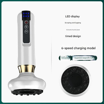 Rechargeable 6-Level Electric Cupping & Gua Sha Massager with LED Display & Magnetic Therapy Head(white) V888-ELOSUNG25669