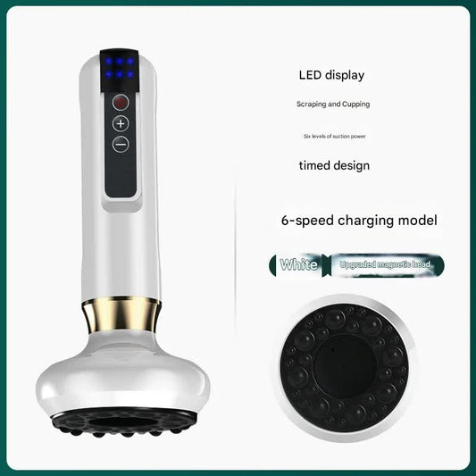 Rechargeable 6-Level Electric Cupping & Gua Sha Massager with LED Display & Magnetic Therapy Head(white) V888-ELOSUNG25669