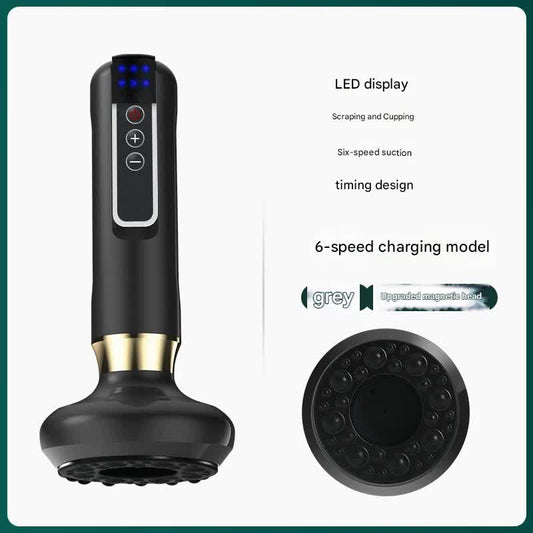 Rechargeable 6-Level Electric Cupping & Gua Sha Massager with LED Display & Magnetic Therapy Head(grey) V888-ELOSUNG25670