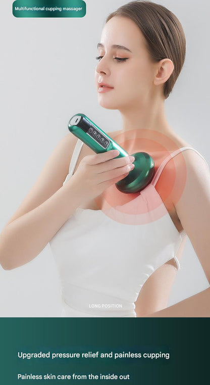 Rechargeable 6-Level Electric Cupping & Gua Sha Massager with LED Display & Magnetic Therapy Head(grey) V888-ELOSUNG25670
