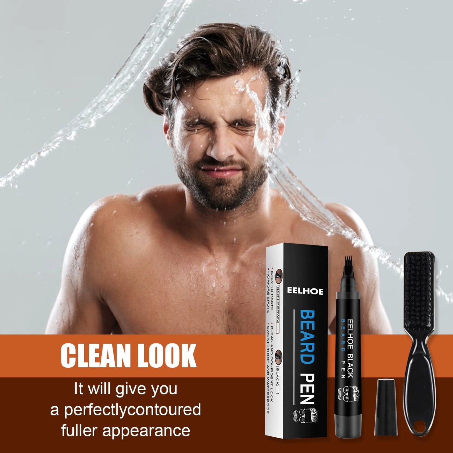 EELHOE Beard Pen Filler Kit - Waterproof & Sweatproof for a Natural Fuller Look V888-ELOSUNG25671