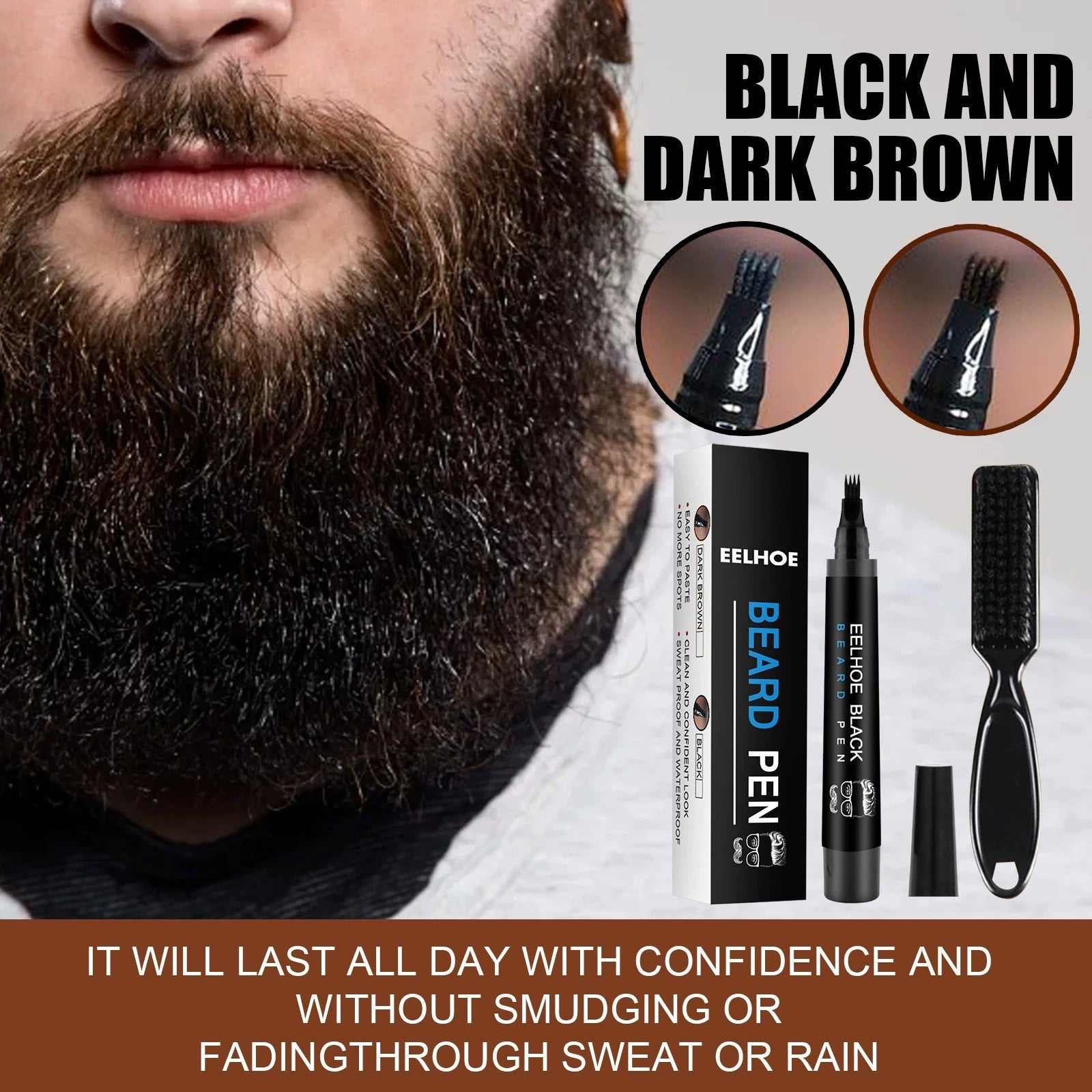 EELHOE Beard Pen Filler Kit - Waterproof & Sweatproof for a Natural Fuller Look V888-ELOSUNG25671
