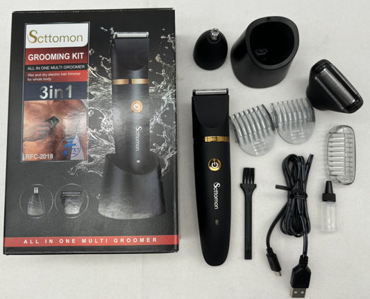 3-in-1 Men's Electric Body Groomer & Hair Clipper Kit - Waterproof, USB-C Rechargeable with Charging V888-ELOSUNG25677