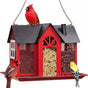 Charming House-Shaped Hanging Bird Feeder - Durable Metal Design for Wild Birds(red) V888-ELOSUNG25685