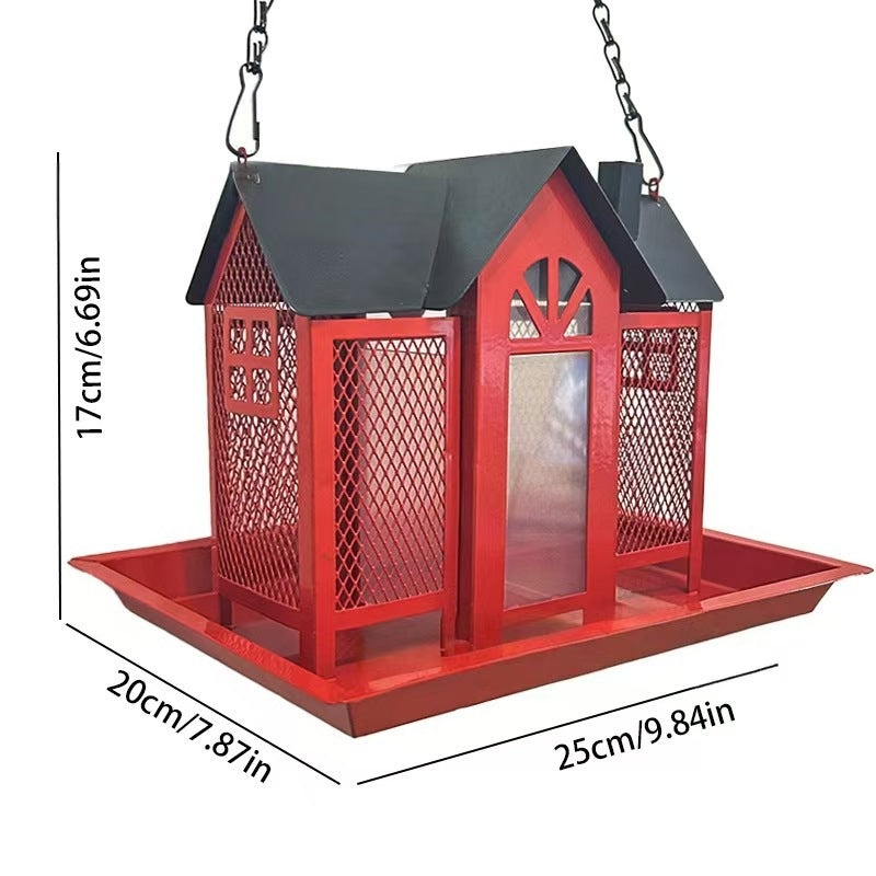 Charming House-Shaped Hanging Bird Feeder - Durable Metal Design for Wild Birds(black) V888-ELOSUNG25686