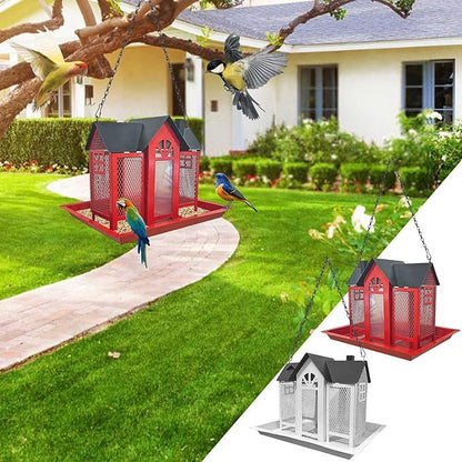 Charming House-Shaped Hanging Bird Feeder - Durable Metal Design for Wild Birds(purple) V888-ELOSUNG25687