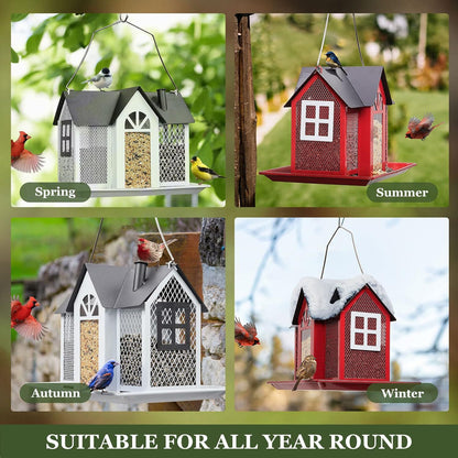 Charming House-Shaped Hanging Bird Feeder - Durable Metal Design for Wild Birds(purple) V888-ELOSUNG25687