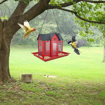 Charming House-Shaped Hanging Bird Feeder - Durable Metal Design for Wild Birds(yellow) V888-ELOSUNG25688