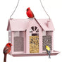 Charming House-Shaped Hanging Bird Feeder - Durable Metal Design for Wild Birds(pink) V888-ELOSUNG25689