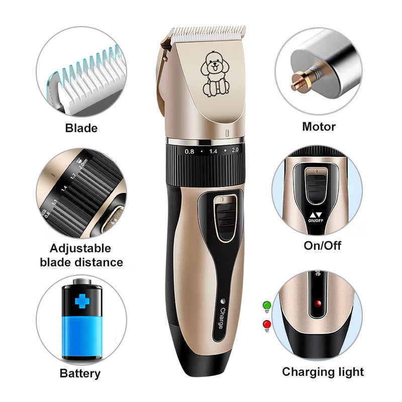 Professional Pet Grooming Hair Clipper Kit - Rechargeable, Low Noise, with Ceramic Blades & 5-Speed V888-ELOSUNG25690