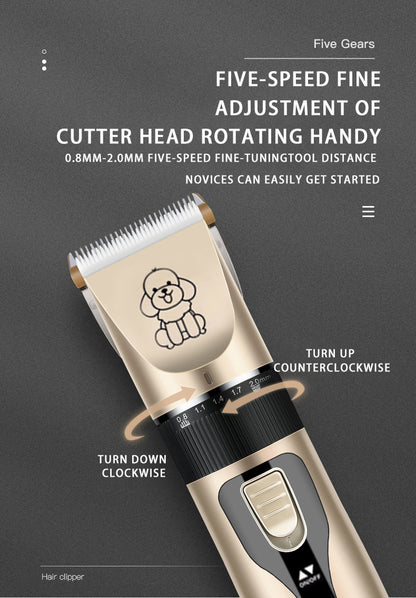Professional Pet Grooming Hair Clipper Kit - Rechargeable, Low Noise, with Ceramic Blades & 5-Speed V888-ELOSUNG25692