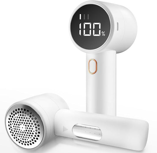 Rechargeable Electric Lint Remover with LED Display - 3 Speed Levels, USB-C Charging, 2600mAh Battery(white) V888-ELOSUNG25695