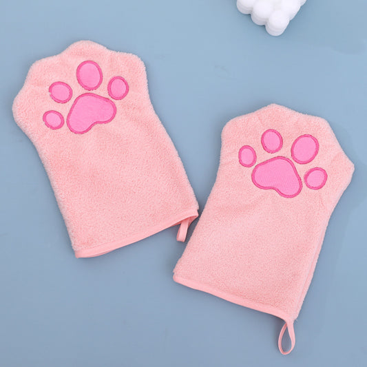 Adorable Pet Paw Grooming & Drying Mitt - Super Absorbent Fleece Material(pink) V888-ELOSUNG25699