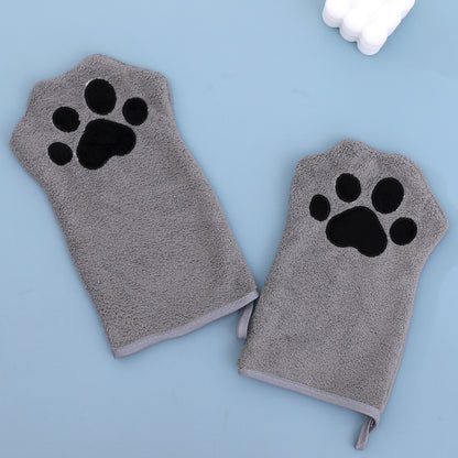 Adorable Pet Paw Grooming & Drying Mitt - Super Absorbent Fleece Material(Gray) V888-ELOSUNG25700